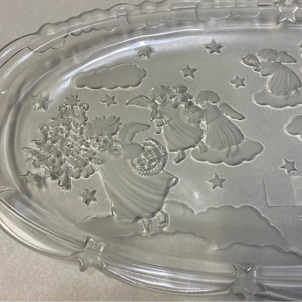 Vintage Mikasa Christmas Carol Canape Tray Germany Frosted Angels NIB NWT